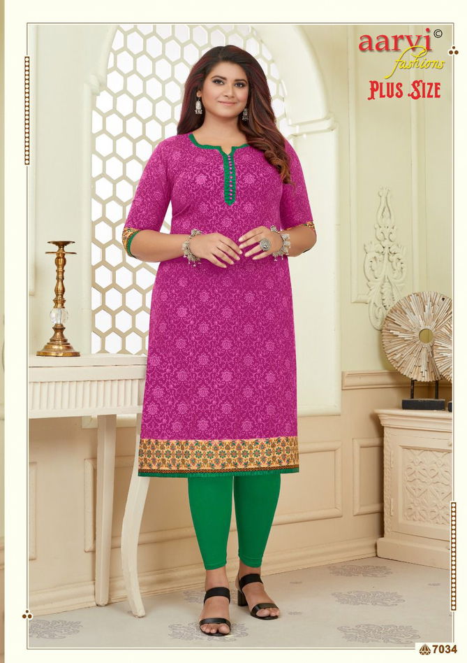 Aarvi Plus Size Vol 2 Regular Wear Wholesale Printed Kurtis
